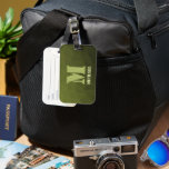 Army green olive geometric mesh pattern Monogram Luggage Tag<br><div class="desc">Monogram Personalise gift luggage bag tag for him with your custom initial and name. Army green olive gradient geometric mesh pattern. Army green gradient geometric mesh pattern triangles ombre. Army green dark olive hue for soldier gear, camo. It mimics natural military landscapes, toughness, endurance, resilience. Earthy undertones connect to nature,...</div>