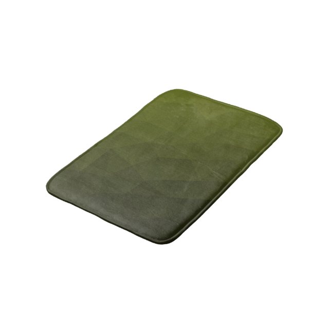 Army green olive gradient geometric mesh pattern bath mat (Angled)