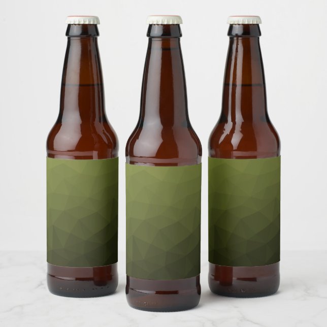 Army green olive gradient geometric mesh pattern beer bottle label (Bottles)