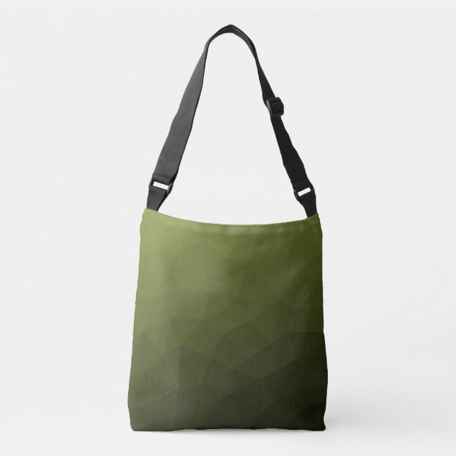 Army green olive gradient geometric mesh pattern crossbody bag (Front)