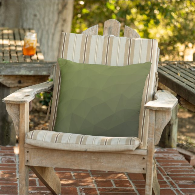 Army green olive gradient geometric mesh pattern cushion (Chair)