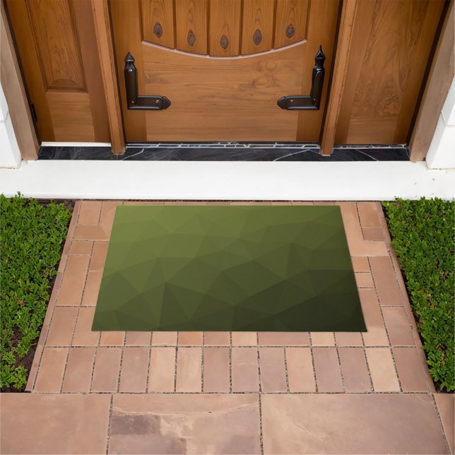 Army green olive gradient geometric mesh pattern doormat (Outdoor)