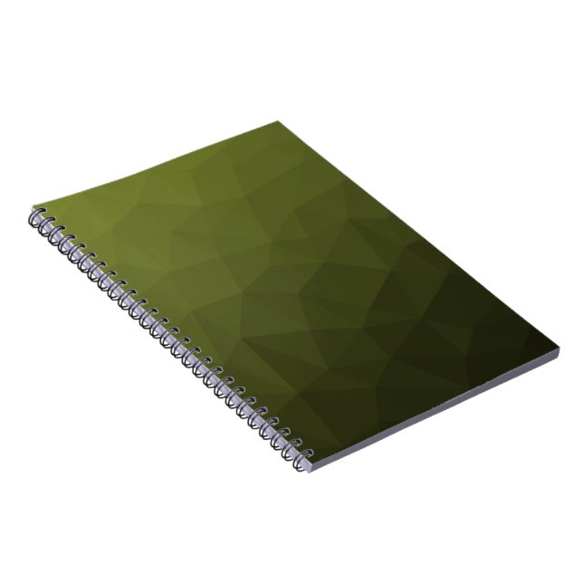 Army green olive gradient geometric mesh pattern notebook (Right Side)