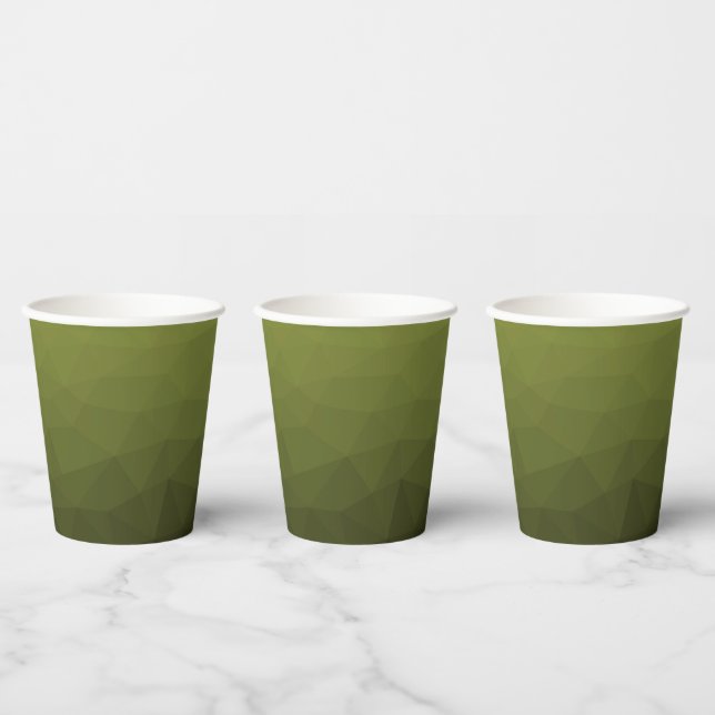 Army green olive gradient geometric mesh pattern paper cups (Multi)