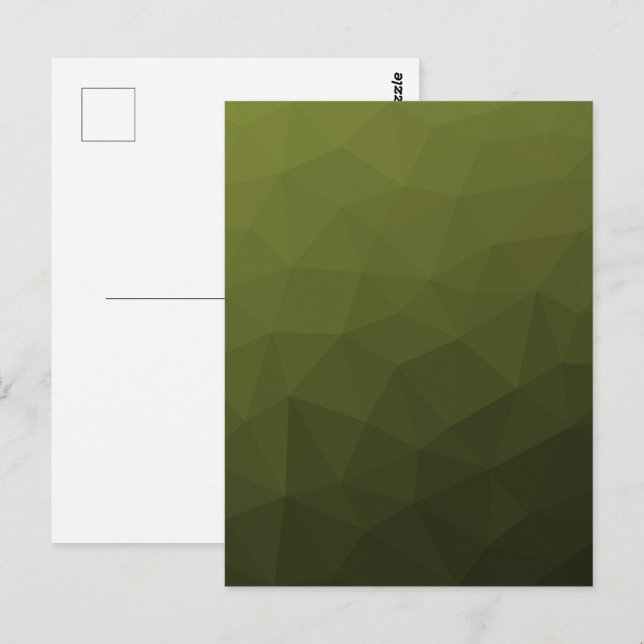 Army green olive gradient geometric mesh pattern postcard (Front/Back)