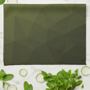 Army green olive gradient geometric mesh pattern tea towel