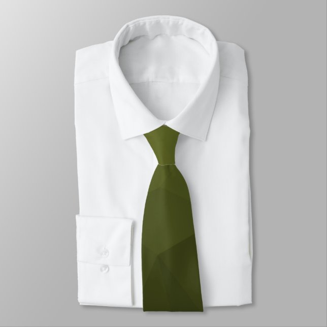 Army green olive gradient geometric mesh pattern tie (Tied)
