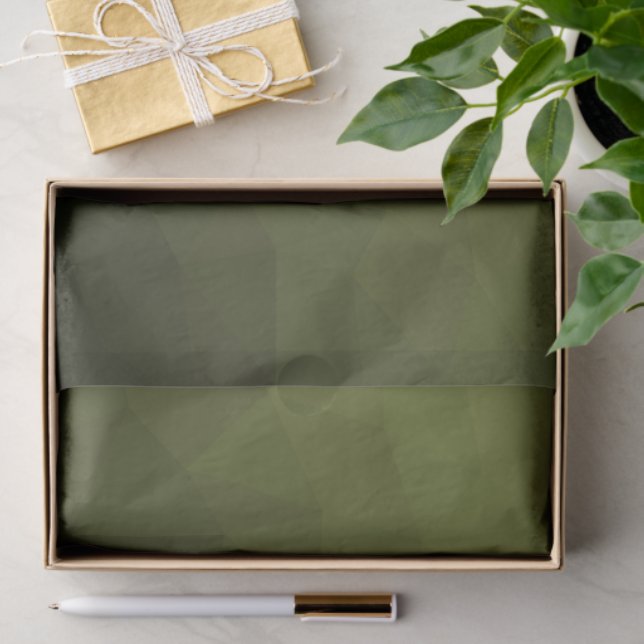 Army green olive gradient geometric mesh pattern tissue paper (Gift)