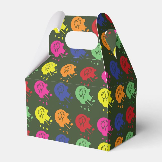 Army Green Paintball Party Balloon Pattern Favour Box (Front Side)