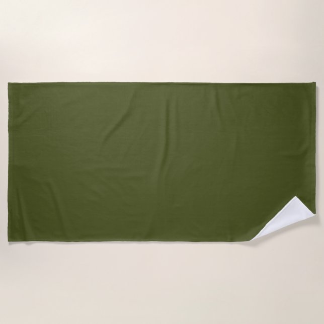 Army Green Solid Colour Beach Towel (Front)