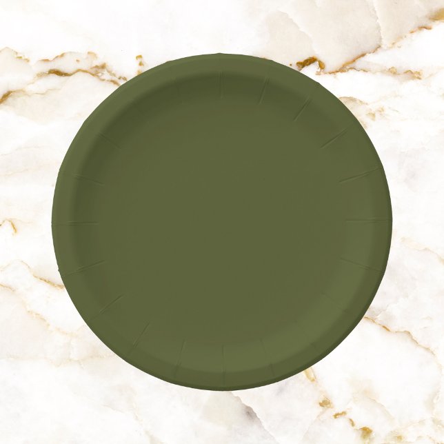 Army Green Solid Colour Paper Plate (Creator Uploaded)