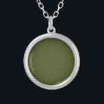 Army Green Solid Colour Silver Plated Necklace<br><div class="desc">Army Green Solid Colour</div>