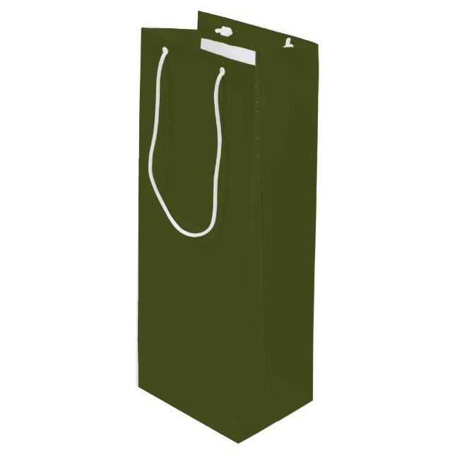 Army Green Solid Colour Wine Gift Bag (Front Angled)