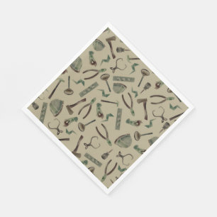 Army Green Watercolor Construction Tools Napkin
