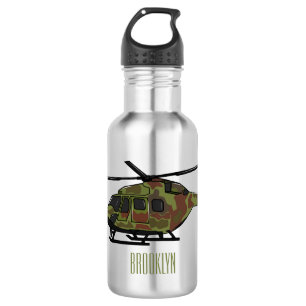 Army helicopter cartoon illustration 532 ml water bottle