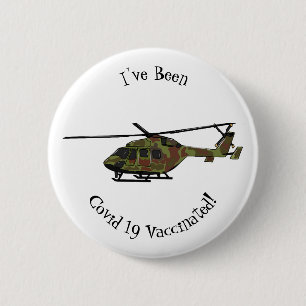 Army helicopter cartoon illustration 6 cm round badge