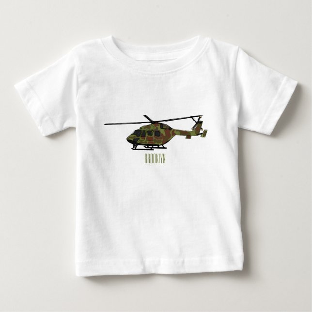 Army helicopter cartoon illustration  baby T-Shirt (Front)