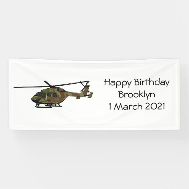 Army helicopter cartoon illustration  banner (Horizontal)