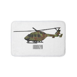Army helicopter cartoon illustration bath mat