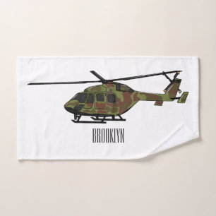 Army helicopter cartoon illustration  bath towel set