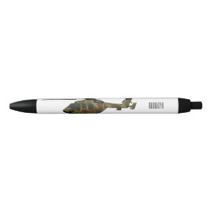 Army helicopter cartoon illustration black ink pen