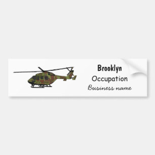 Army helicopter cartoon illustration bumper sticker