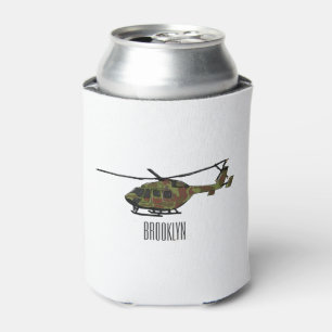 Army helicopter cartoon illustration can cooler