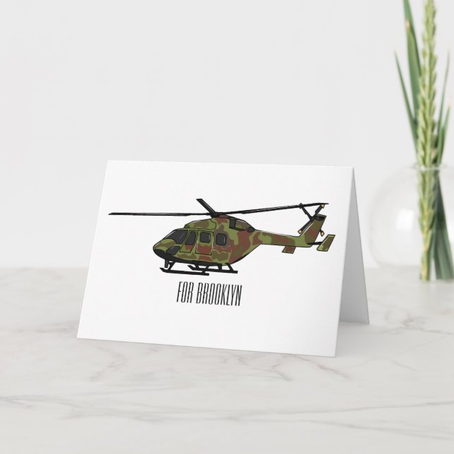 Army helicopter cartoon illustration  card (Front)