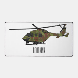 Army helicopter cartoon illustration desk mat