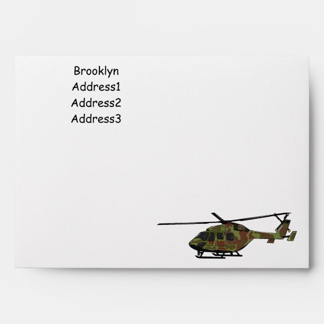 Army helicopter cartoon illustration  envelope (Front)