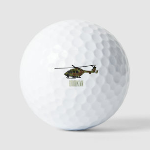 Army helicopter cartoon illustration  golf balls