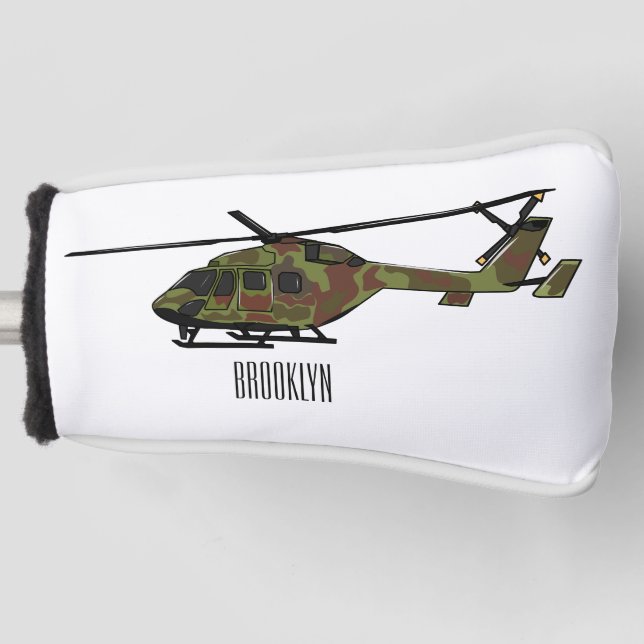 Army helicopter cartoon illustration  golf head cover (Front)