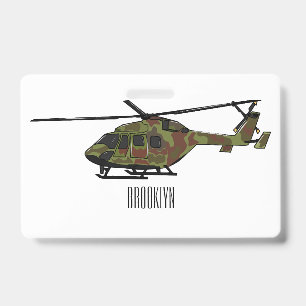 Army helicopter cartoon illustration  ID badge