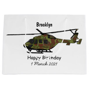 Army helicopter cartoon illustration large gift bag