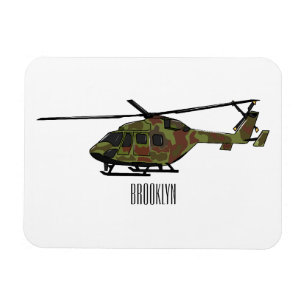 Army helicopter cartoon illustration  magnet