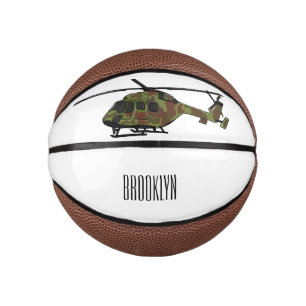 Army helicopter cartoon illustration  mini basketball