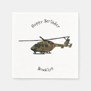 Army helicopter cartoon illustration napkin