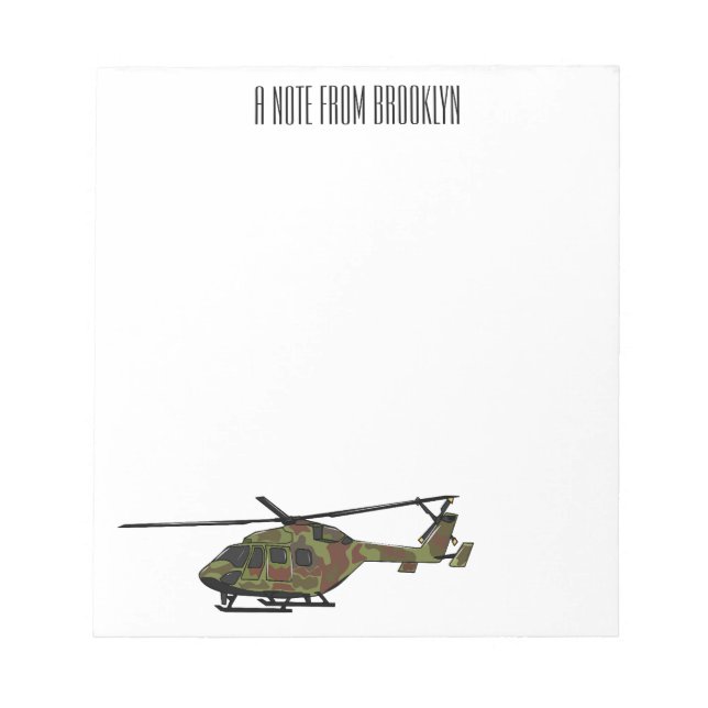 Army helicopter cartoon illustration  notepad (Front)