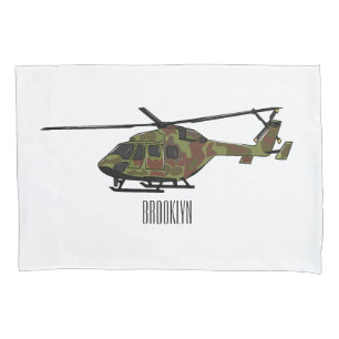 Army helicopter cartoon illustration  pillowcase