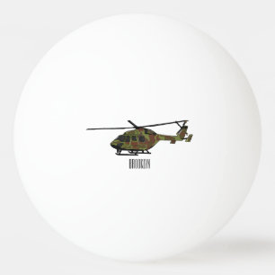 Army helicopter cartoon illustration ping pong ball