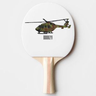 Army helicopter cartoon illustration ping pong paddle
