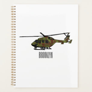 Army helicopter cartoon illustration planner