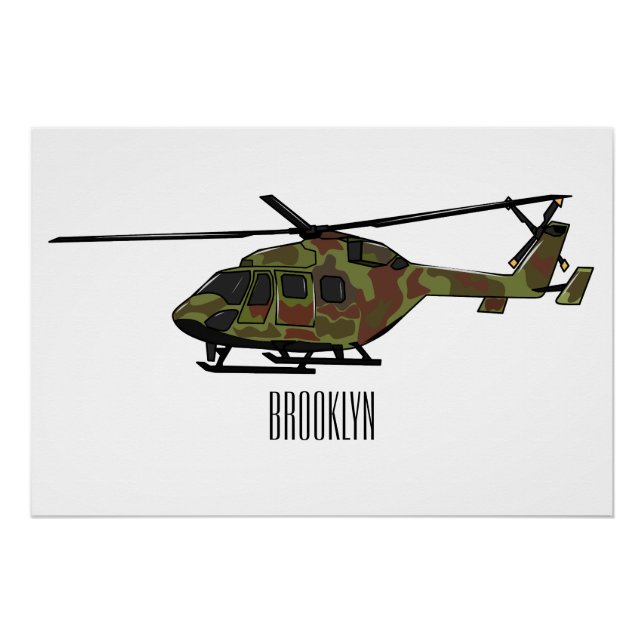 Army helicopter cartoon illustration  poster (Front)
