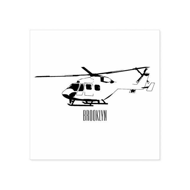 Army helicopter cartoon illustration  rubber stamp (Imprint)