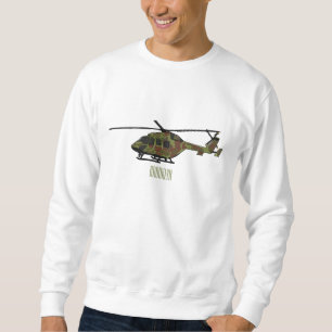 Army helicopter cartoon illustration  sweatshirt