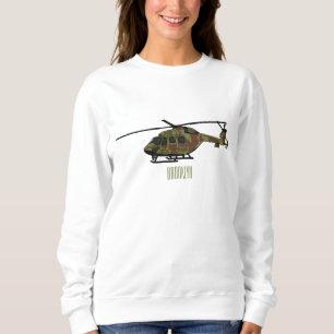 Army helicopter cartoon illustration sweatshirt