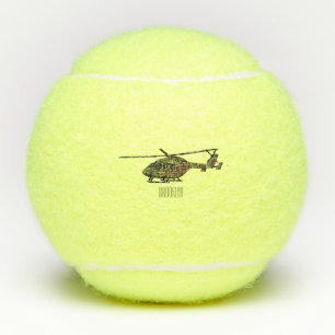 Army helicopter cartoon illustration tennis balls