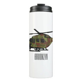 Army helicopter cartoon illustration  thermal tumbler