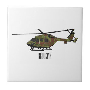 Army helicopter cartoon illustration tile