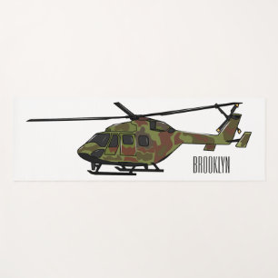 Army helicopter cartoon illustration yoga mat